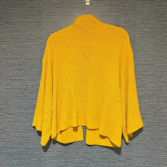 Anthropologie Knit Boxy Wide Sleeves Cardigan Yellow Mustard - Picture 2 of 6
